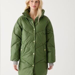 J Crew Green Villa Puffer Coat NWT (XXS and XS)
